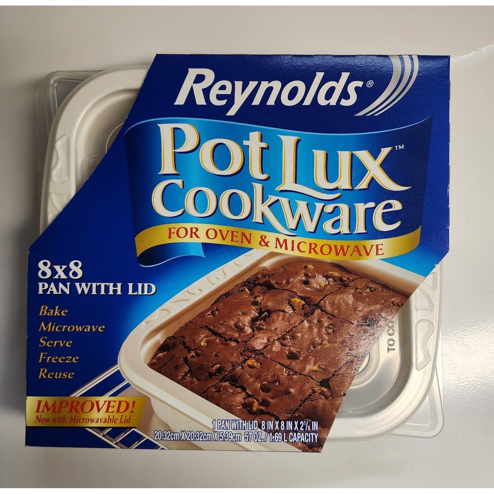 NEW Reynolds Pot Lux Cookware for Oven Microwave 8 x 8 Pan with Lid Discontinued